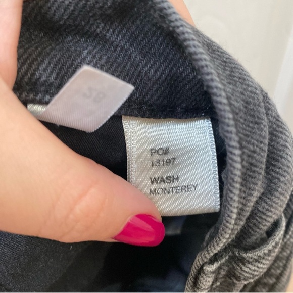 Reformation black gray high rise wide leg jeans button fly cropped - Picture 8 of 9